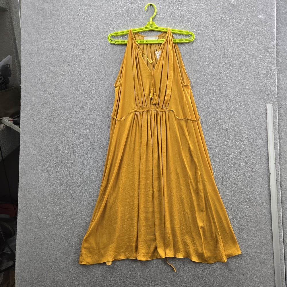 Ann Taylor LOFT Women Dress M Yellow Fit & Flare Romantic Maxi Tasseled NWT